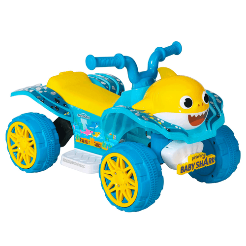 Cuatrimoto eléctrica Baby Shark para niños, marca Dynacraft, con luces y canciones incluidas, 2 mph de velocidad color azul