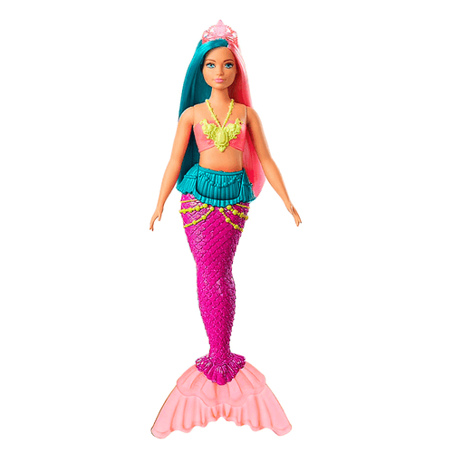 Muñeca Barbie Sirena Dreamtopia con pelo rosa y turquesa marca Mattel para niñas