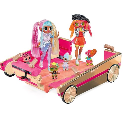 LOL Surprise 3 en 1, Party Cruiser, carrito transformador con piscina sorpresa y pista de baile para niñas, color rosado