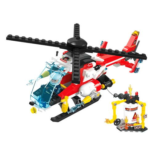 Lego armable de helicóptero de rescate, marca Jie Star coleccion Global City, juego didáctico para niños, con 205 piezas multicolores de plástico