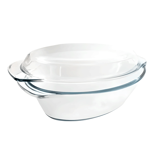 Cacerola, plato hondo, marca Marinex, 100% vidrio de 1.9 L, color blanco