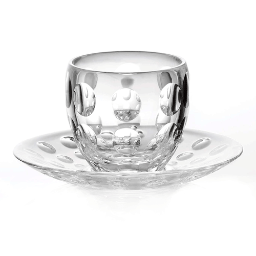 Taza de café con plato, marca Guzzini, 110 ml, 2 piezas, 100% cristal transparente