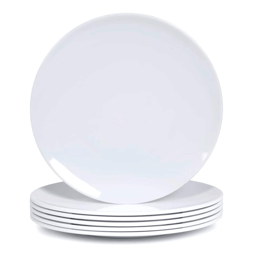 Set de 3 platos llanos marca Privat, 100% melamina blanca de 26,8 cm, circular