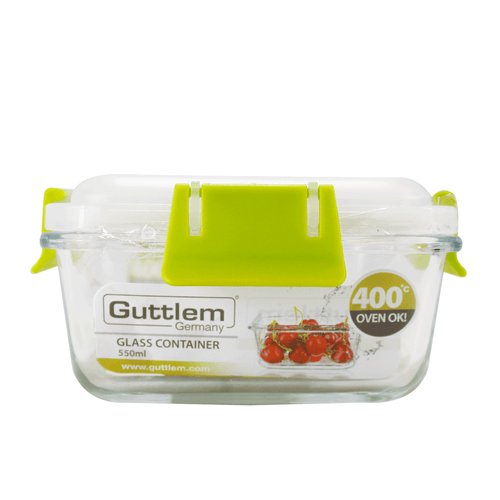Contenedor hermético marca Guttlem, recipiente de vidrio para alimentos, 550 ml, color verde