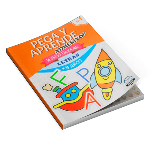 Libro pega y aprende letras, editorial Angel Europa, con pegatinas, para niños de 4 años