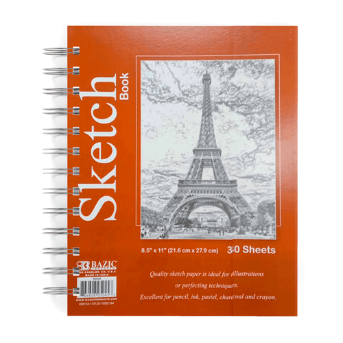 Block de dibujo sketch book, (30hojas) marca Bazic, para arte