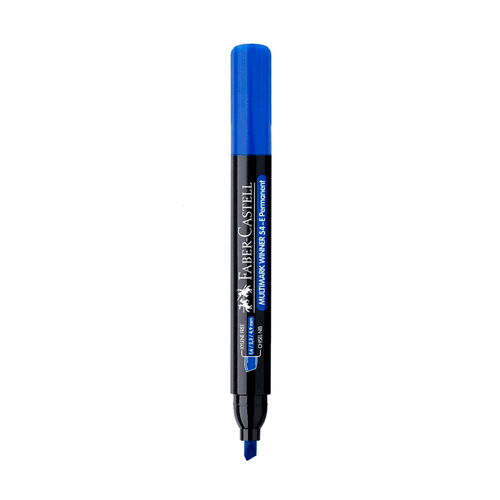 Marcador permanente Faber-Castell, Multimark, punta biselada, tinta a prueba de agua, color azul brillante
