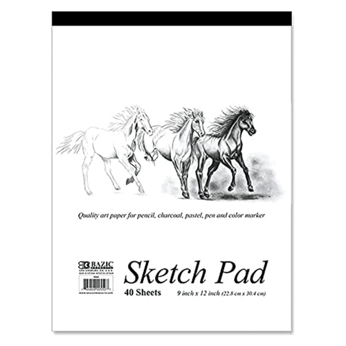 Block de dibujo Sketch, marca Bazic, cuaderno de arte de 40 hojas, papel bond