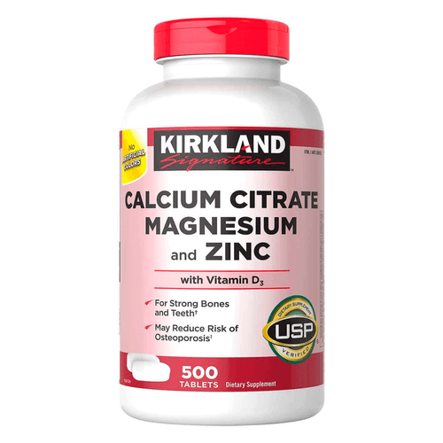 Calcium Citrate Magnesium Zinc marca Kirkland de 500 cápsulas