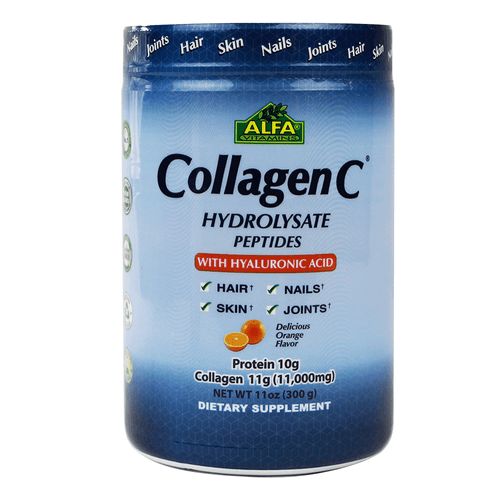 Colágeno Hidrolizado con Vitamina C, Alfa, suplemento multivitamínico en polvo sabor naranja, 300 gr, para adultos