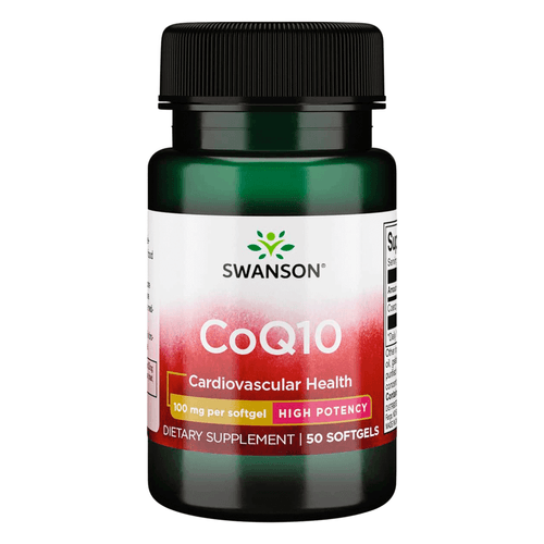 CoQ10 salud cardiaca y cardiovascular, Swanson, coenzima Q10 para apoyo energético y antioxidante, 50 cápsulas