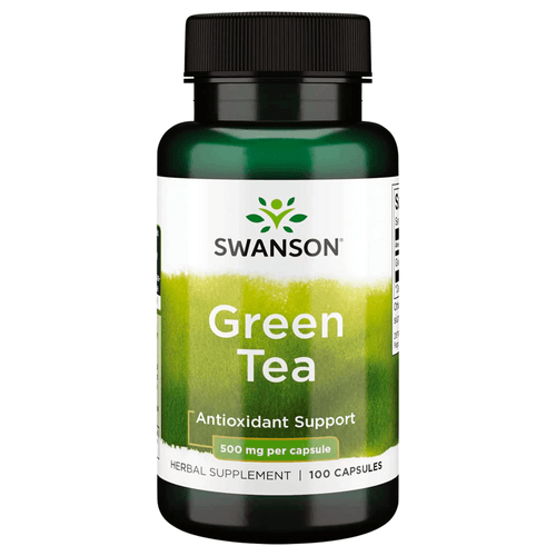 Green Tea, Swanson, suplemento de hojas de té verde ricos en antioxidantes para controlar el peso auxiliar, 100 cápsulas