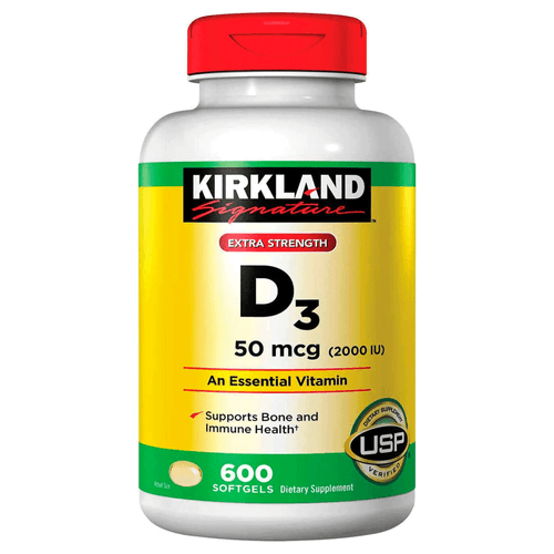 Vitamina D3, marca Kirkland Signature extra fuerza, 2000 I.U. 600 cápsulas
