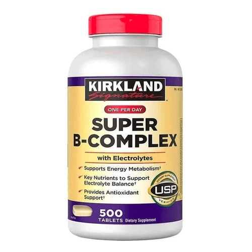 Super B-Complex con electrolitos marca Kirkland, 500 tabletas