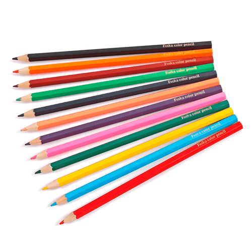 Colores marca Foska, set de 12 lápices de color, forma hexagonales, 3 mm