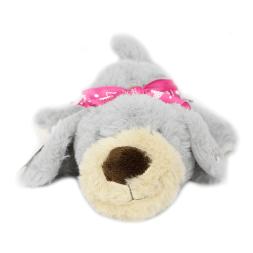 Peluche de perro, marca Collect Them All, 9”, 100% poliéster hipo alergénico, color gris