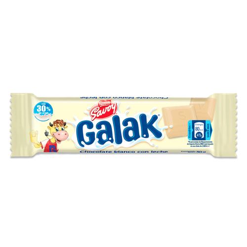 Chocolate Galack blanco Savoy 30Gr con leche