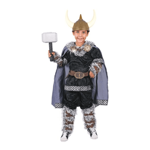 Disfraz de vikingo para niños, marca Carnavalito, 100% tela suave, con accesorios incluidos, color negro
