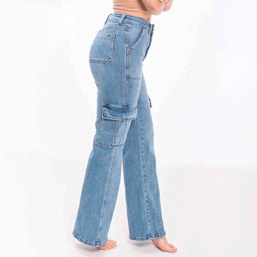 Pantalón jeans de dama, colección Kalua, Big Ben, bota ancha, estilo casual, 100% algodón