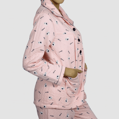 Pijama de dos piezas para dama, marca Huayu, conjunto de camisa y mono, tela 100% polar color rosado