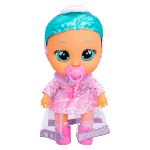 Babies Kiss Me Princess Elodie, marca Cry Babies, muñeca bebe de 12” con accesorios y sonidos reales, para niñas