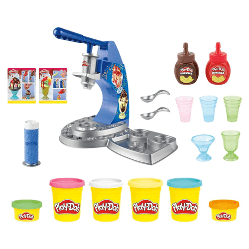 Play-Doh Kitchen Creations, Drizzi Ice Cream Playset, marca Hasbro, con puesto de llovizna y 6 masas de colores