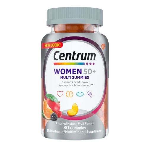 Multivitamínico de gomitas para mujeres 50 Plus, con vitamina D3, B6 y B12 80 unidades
