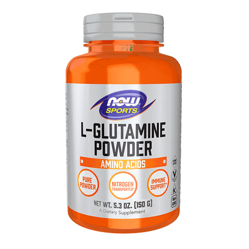 Suplemento deportiva marca Now L Glutamine  en polvo aminoácidos