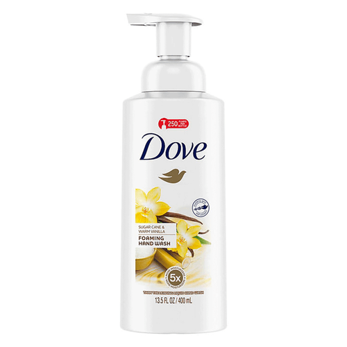 Dove, espuma de lavado para las manos, con caña de azúcar y vainilla, elimina bacterias y nutre la piel, 400ml