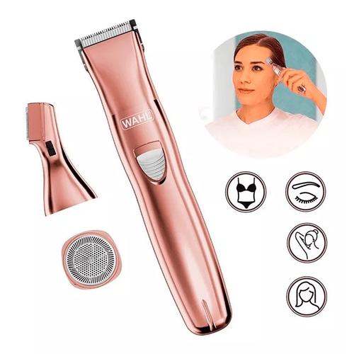 Máquina afeitadora, Confidence, marca Wahl, kit de aseo personal 2 en 1 con cabezales intercambiables, color rosa