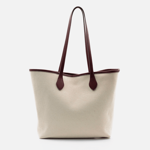 Cartera Shopper con bolso extraíble, marca Balú, Poliéster y algodón, color crema, para dama