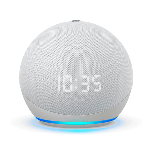 Echot Dot 4, con Alexa, wifi de doble banda, audio 3.5 mm, micrófono y reloj LED, color gris