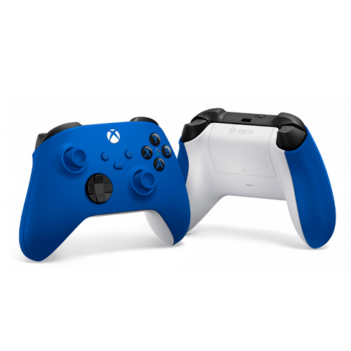 Control Shock Blue, marca Xbox, inalámbrico, bluetooth y USB, ergonómico, series XIS, color azul eléctrico