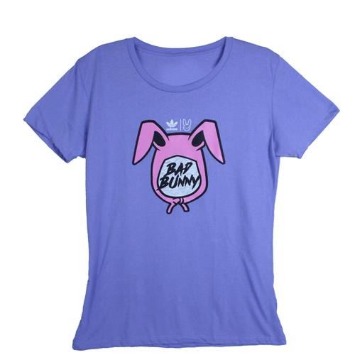 Blusa Bad Bunny, para dama, marca Adidas, modelo con estampado de conejos, 100% algodón suave, color morada
