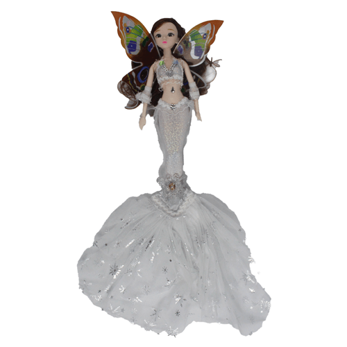 ¡Ofertas sorprendentes en productos Shiraz!. Muñeca de sirena, con alas coloridas y traje blanco brillante