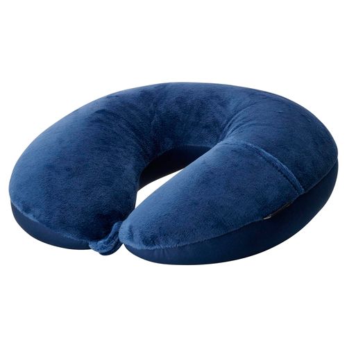 Almohada de viaje Neck Pillow en oferta, Home Living, con interior Memory Foam y exterior aterciopelado color azul eléctrico