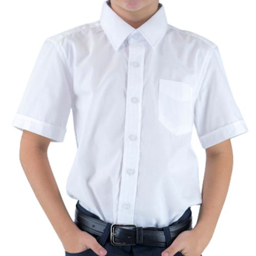 Camisa escolar Macu School, oferta exclusiva en uniforme escolares, modelo unisex, 100% algodón, color blanca